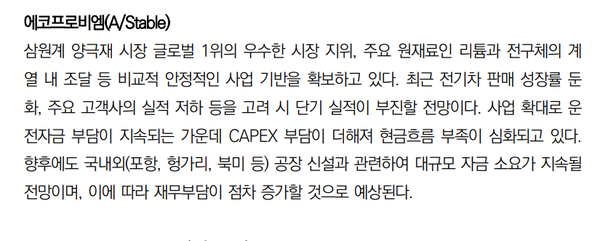 에코프로비엠 관련, 나신평이 최근 보고서 내용